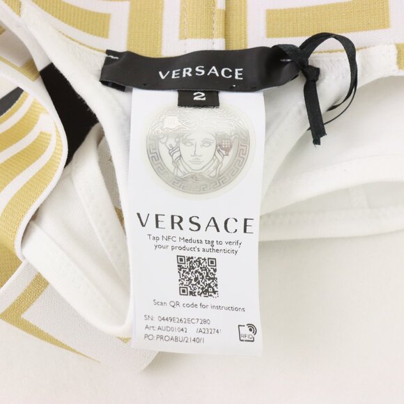 Versace Greca Border Women's White & Gold Cotton Thong Underwear - Size 2 - NWD - Picture 4 of 6